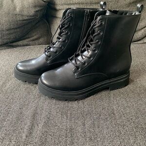 Black Lace-Up Combat Boot